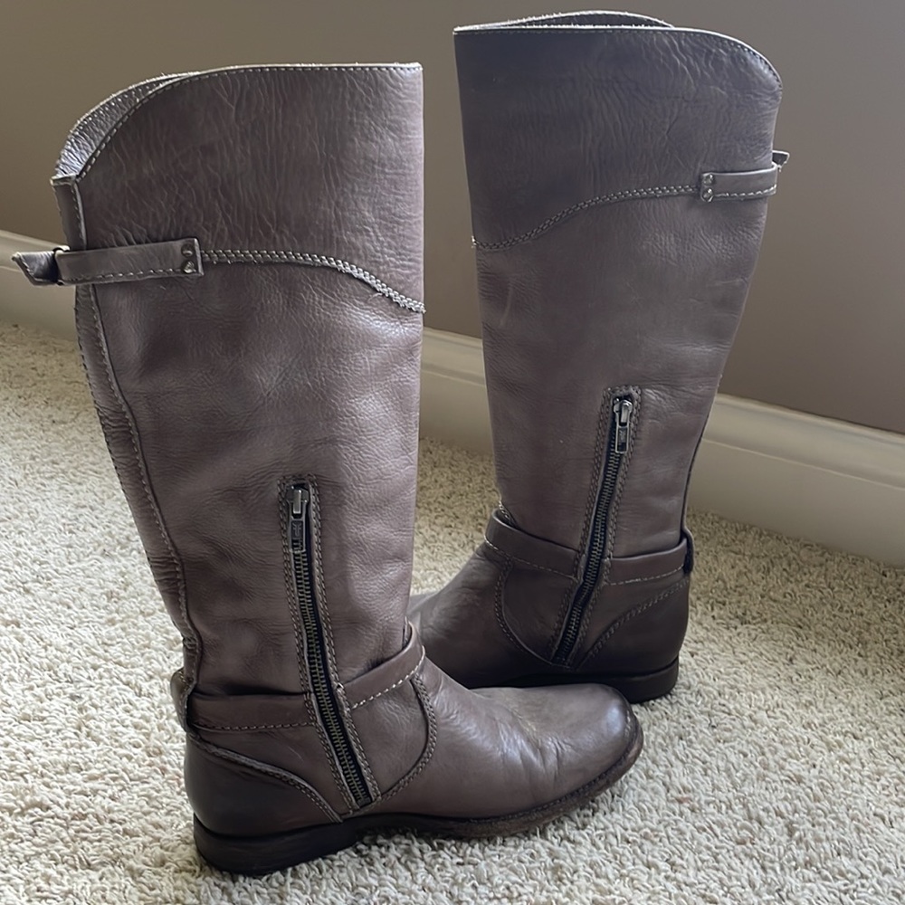 Frye Phillip Riding Boots Tall 7.5 gray/taupe 🐴 - Picture 7 of 14